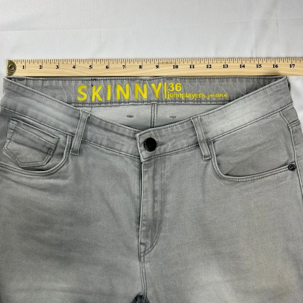 John Players‎ Skinny Jeans Mens 36 Light Grey Stretch Denim